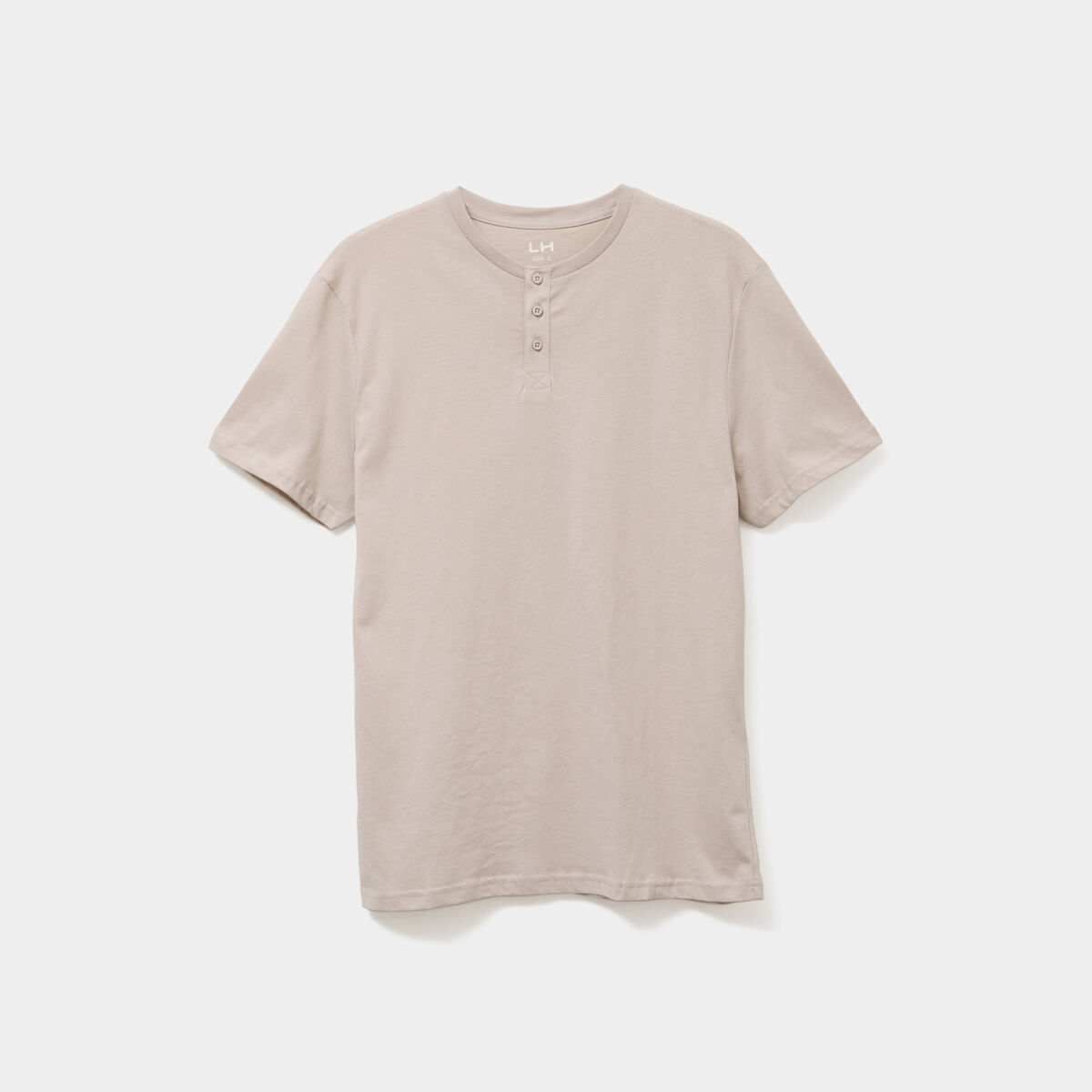 T-shirt col tunisien manches courtes gris clair homme