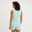 D&eacute;bardeur col rond droit coton bleu turquoise femme