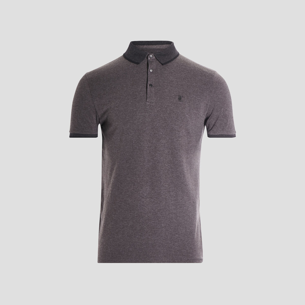 Polo coton ajusté manches courtes gris foncé homme