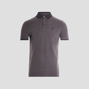 Polo coton ajusté manches courtes gris foncé homme