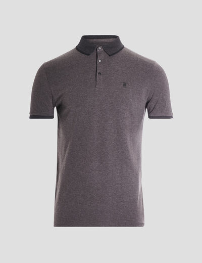 Polo coton ajusté manches courtes gris foncé homme