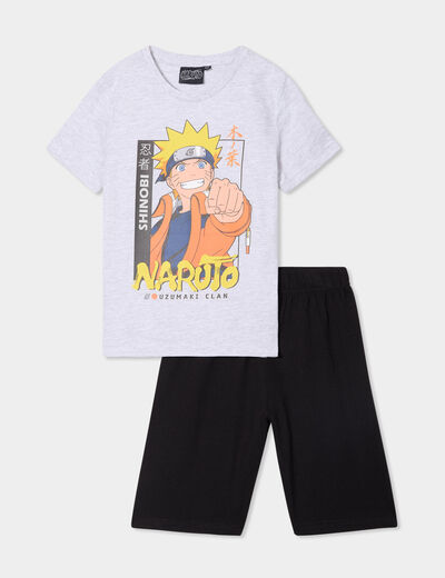 Ensemble pyjama short coton Naruto gris clair garçon