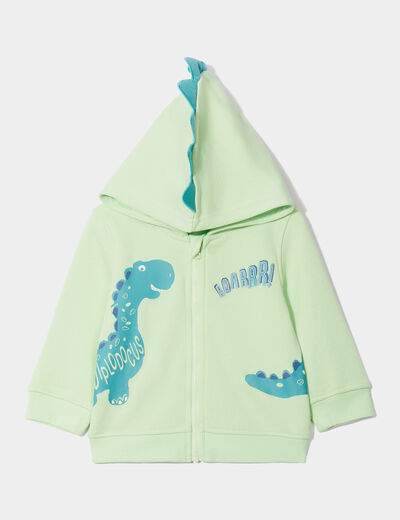 Gilet zippé à capuche vert bébé garçon