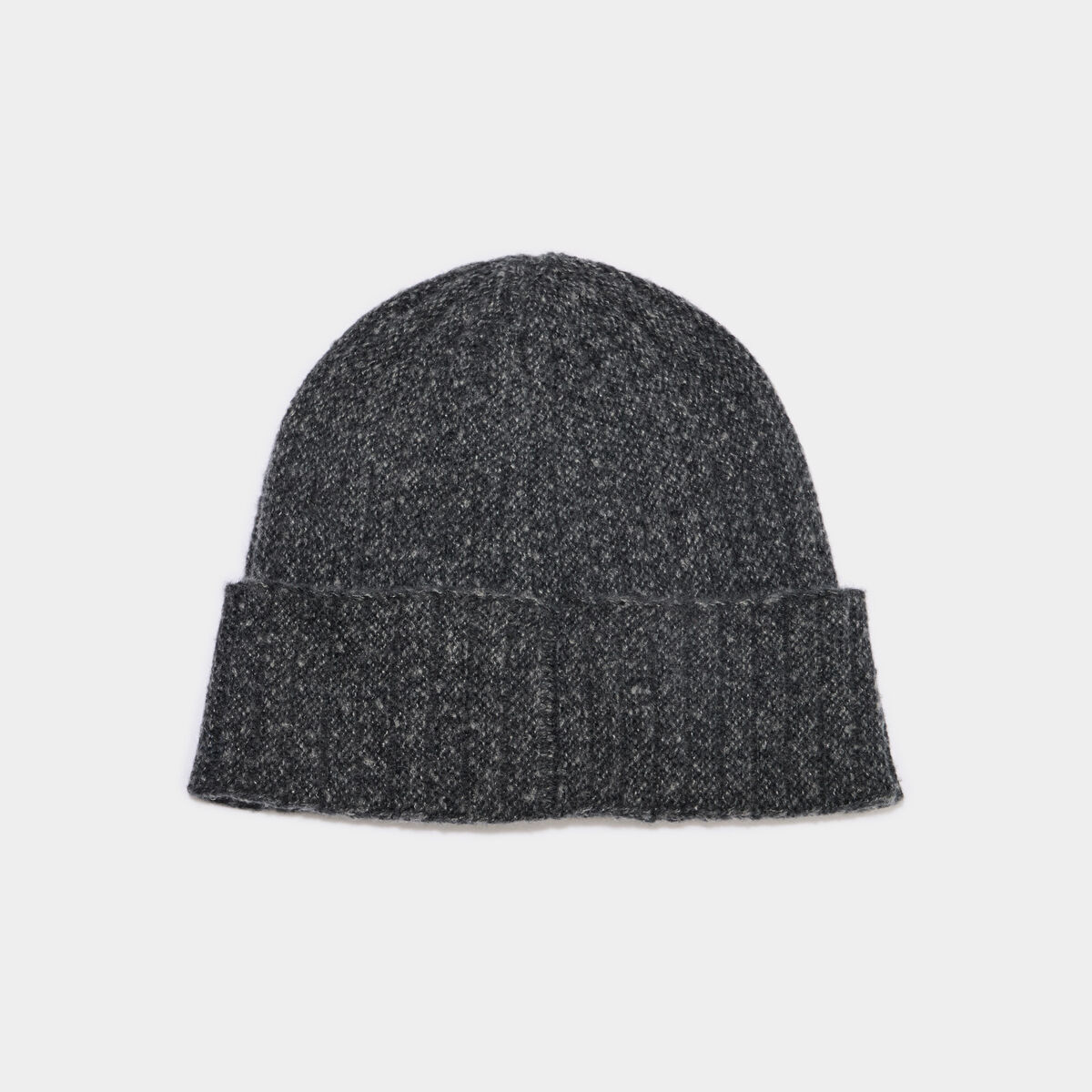 Bonnet tricot&eacute; avec bord &agrave; revers gris fonc&eacute; homme