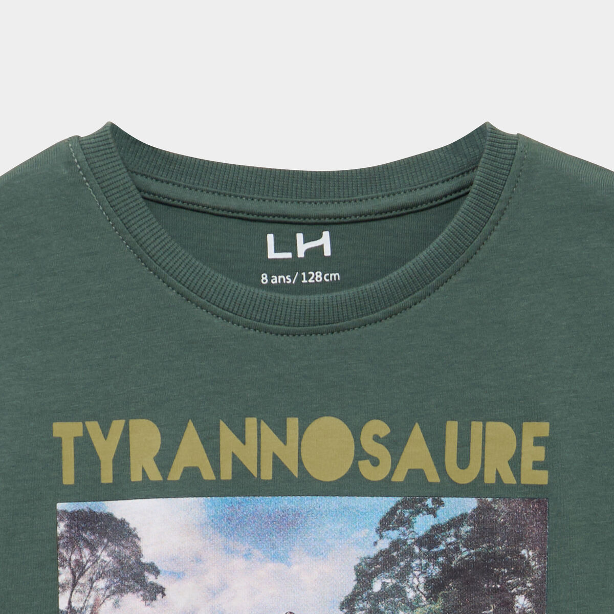 T-shirt manches longues coton vert fonc&eacute; gar&ccedil;on