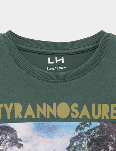 T-shirt manches longues coton vert fonc&eacute; gar&ccedil;on