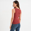 D&eacute;bardeur coton bords dentelle rouge fonc&eacute; femme