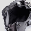 Sac seau bi-matière à bandoulière gris femme