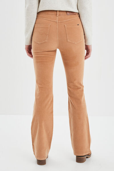 Pantalon velours flare taille standard marron clair femme
