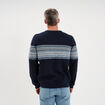 Pull jacquard col rond manches longues bleu fonc&eacute; homme