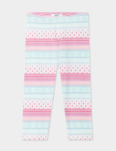 Legging 3/4 élastiqué coton blanc fille
