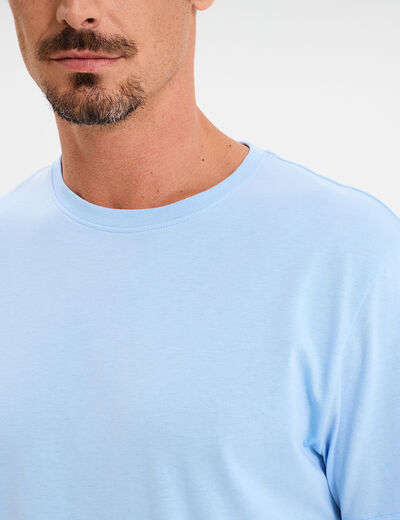 T-shirt droit en coton manches courtes bleu clair homme