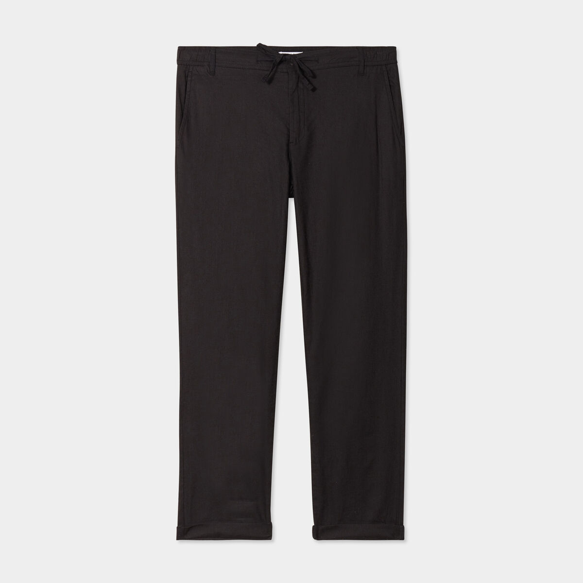 Pantalon chino droit lin mélangé noir homme