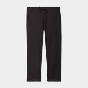 Pantalon chino droit lin mélangé noir homme