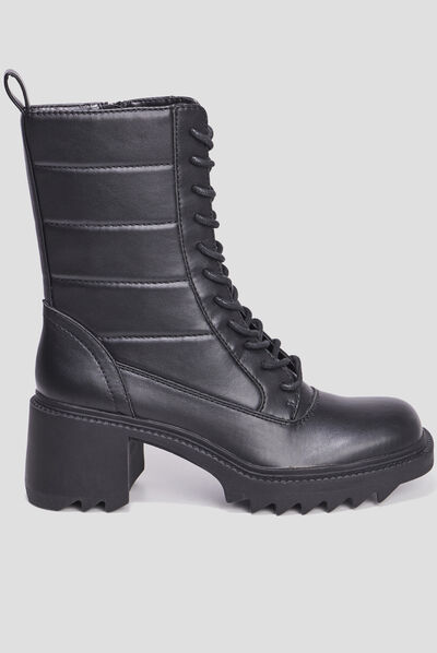 Bottes à talons crantées noir femme