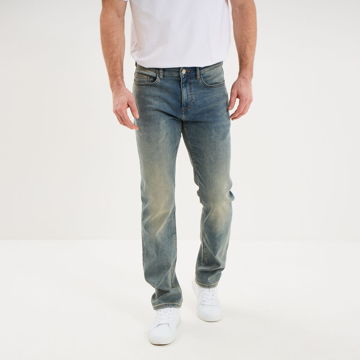 Jean stretch coupe regular denim double stone homme
