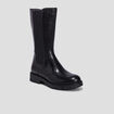 Bottes crant&eacute;es zipp&eacute;es en cuir noir fille