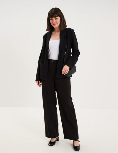 Blazer col tailleur manches longues noir femme