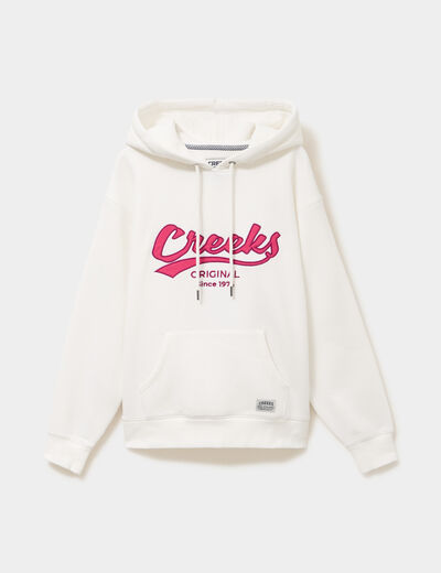 Sweat &agrave; capuche hoodie blanc femme