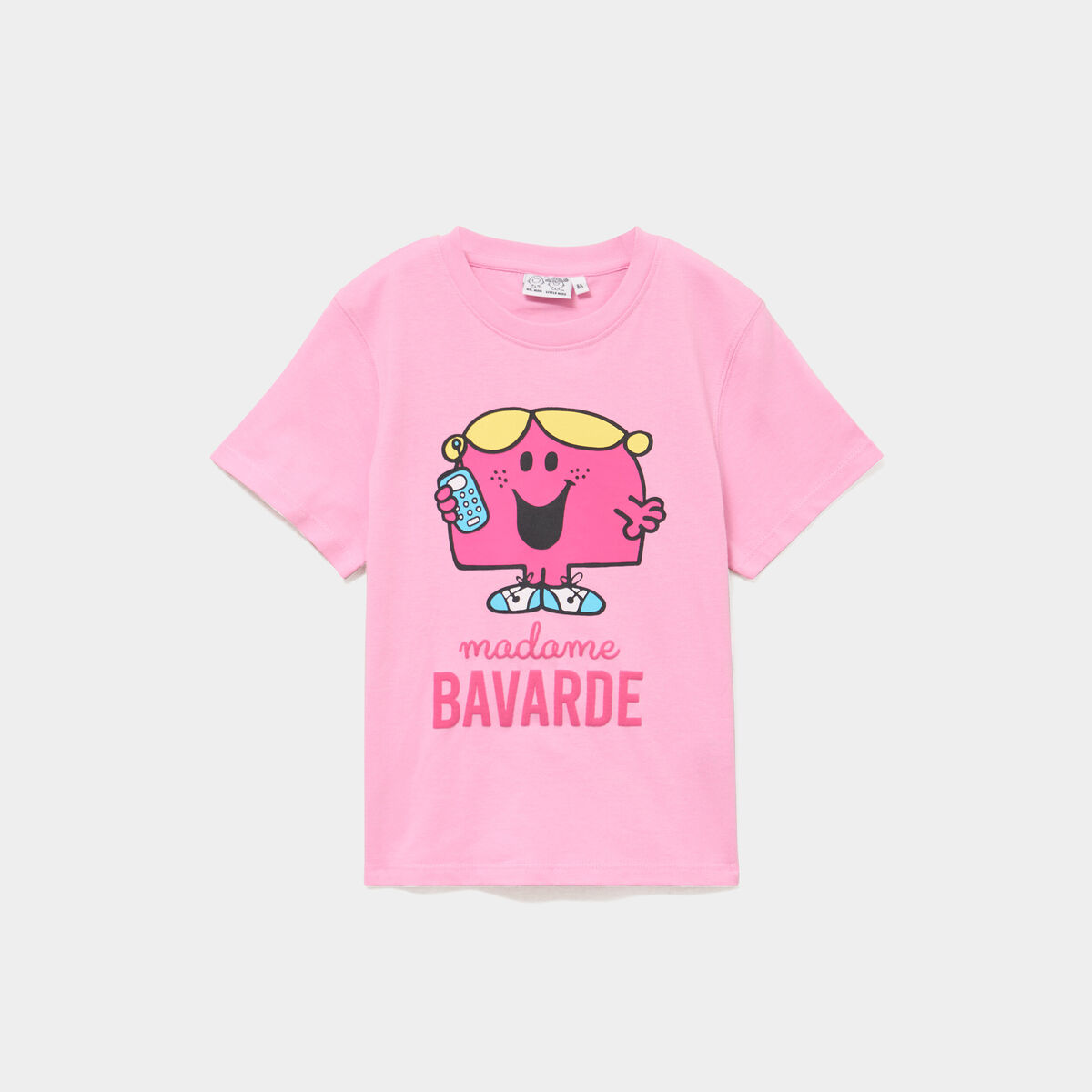 T-shirt col rond coton madame bavarde rose fille