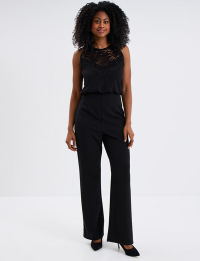 Combinaison pantalon avec dentelle noir femme