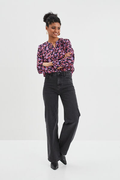 Blouse manches longues bleu marine femme