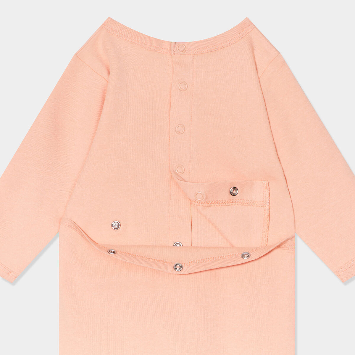 Dors-bien boutonné coton rose saumon bébé fille
