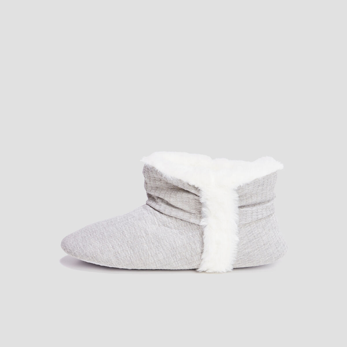 Chaussons bottines fourr&eacute;es gris femme