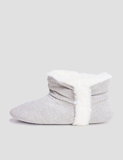 Chaussons bottines fourrées gris femme
