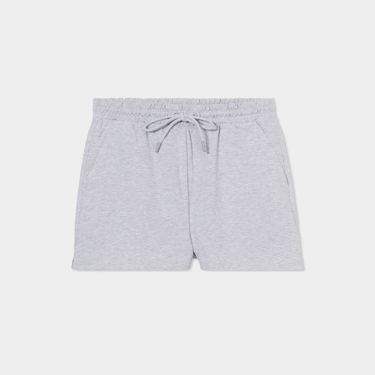 Short de jogging taille élastiquée gris clair femme