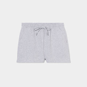 Short de jogging taille élastiquée gris clair femme
