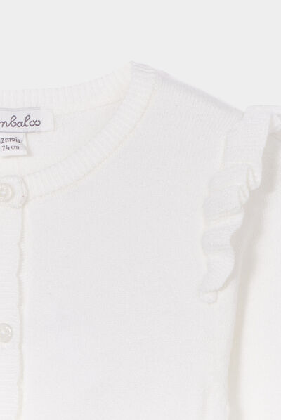 Gilet volants et bord festonné Kimbaloo blanc bébé fille