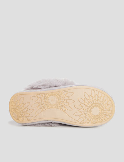 Chaussons mules col en fausse fourrure mauve femme