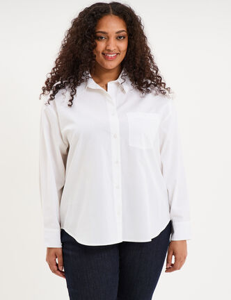 Chemise oversize manches longues coton blanc femme grande taille