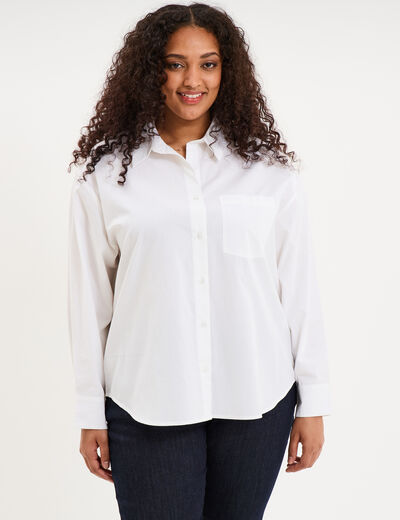 Chemise oversize manches longues coton blanc femme grande taille