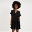 Robe courte fluide bas volants noir femme