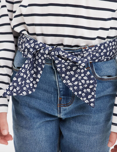 Jean stretch skinny ceinture foulard denim stone fille