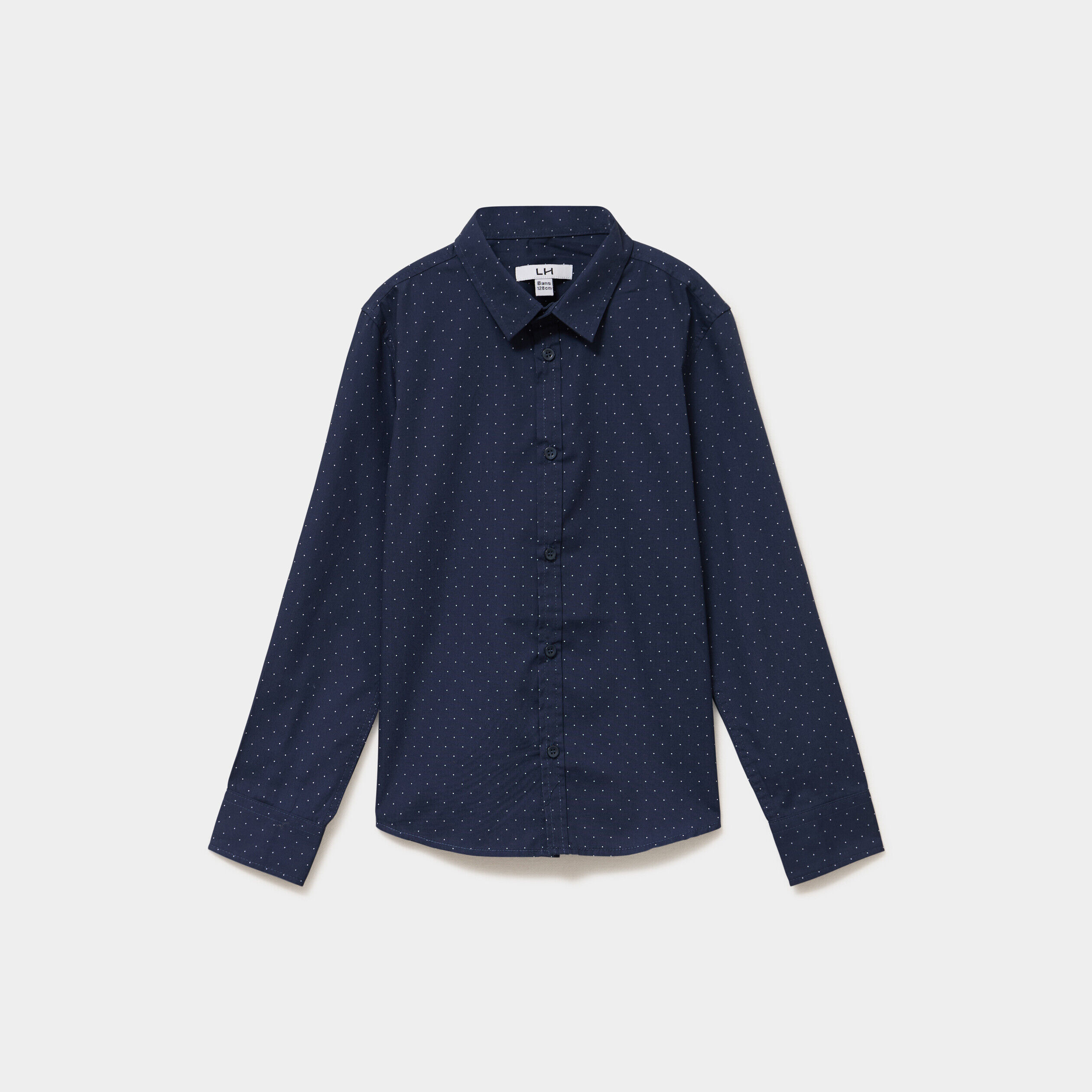 Chemise droite à manches longues bleu marine garçon LH