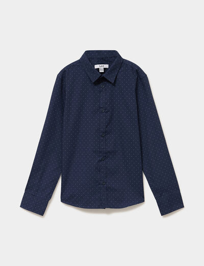 Chemise droite &agrave; manches longues bleu marine gar&ccedil;on
