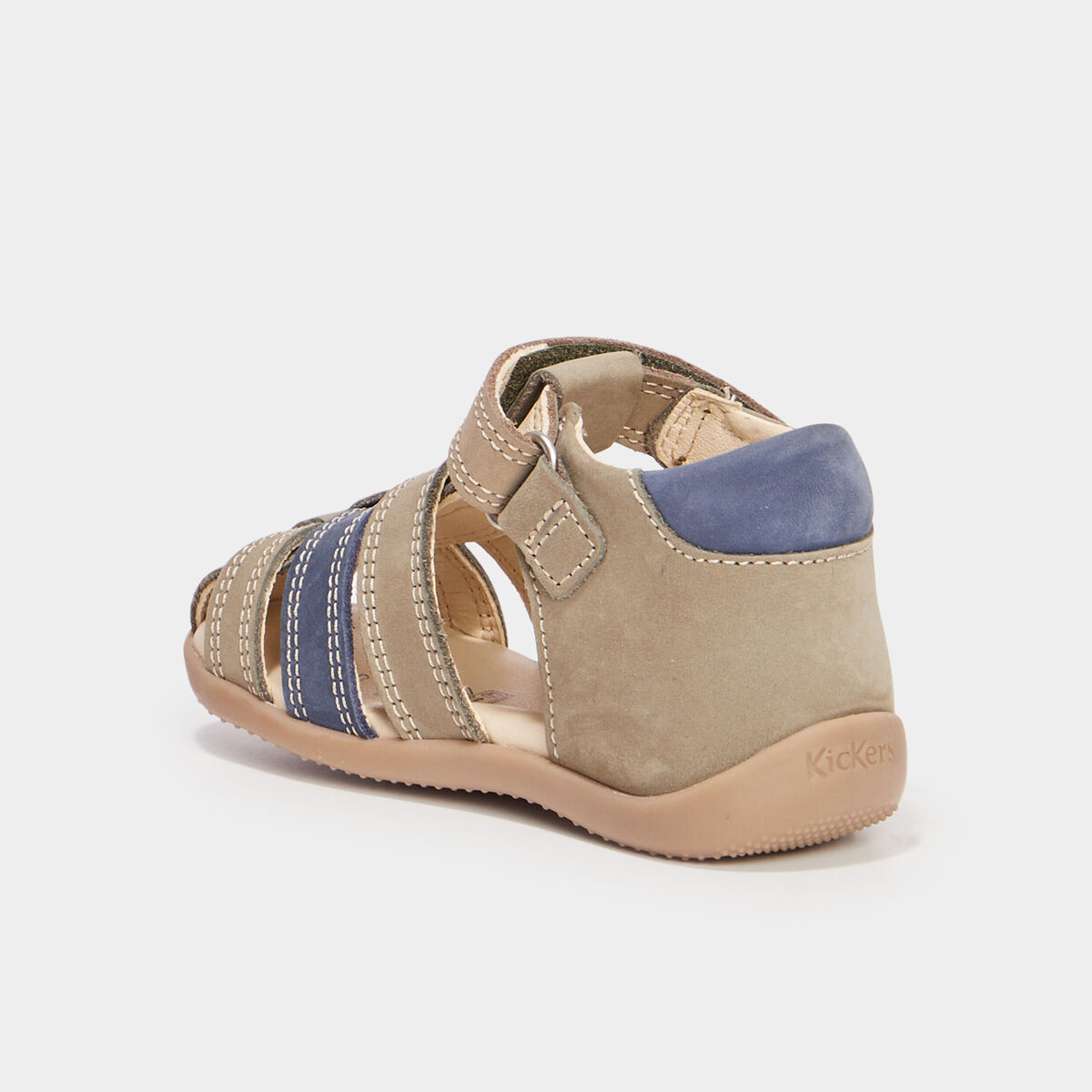 Sandales en cuir Kickers Bipod vert kaki bébé garçon
