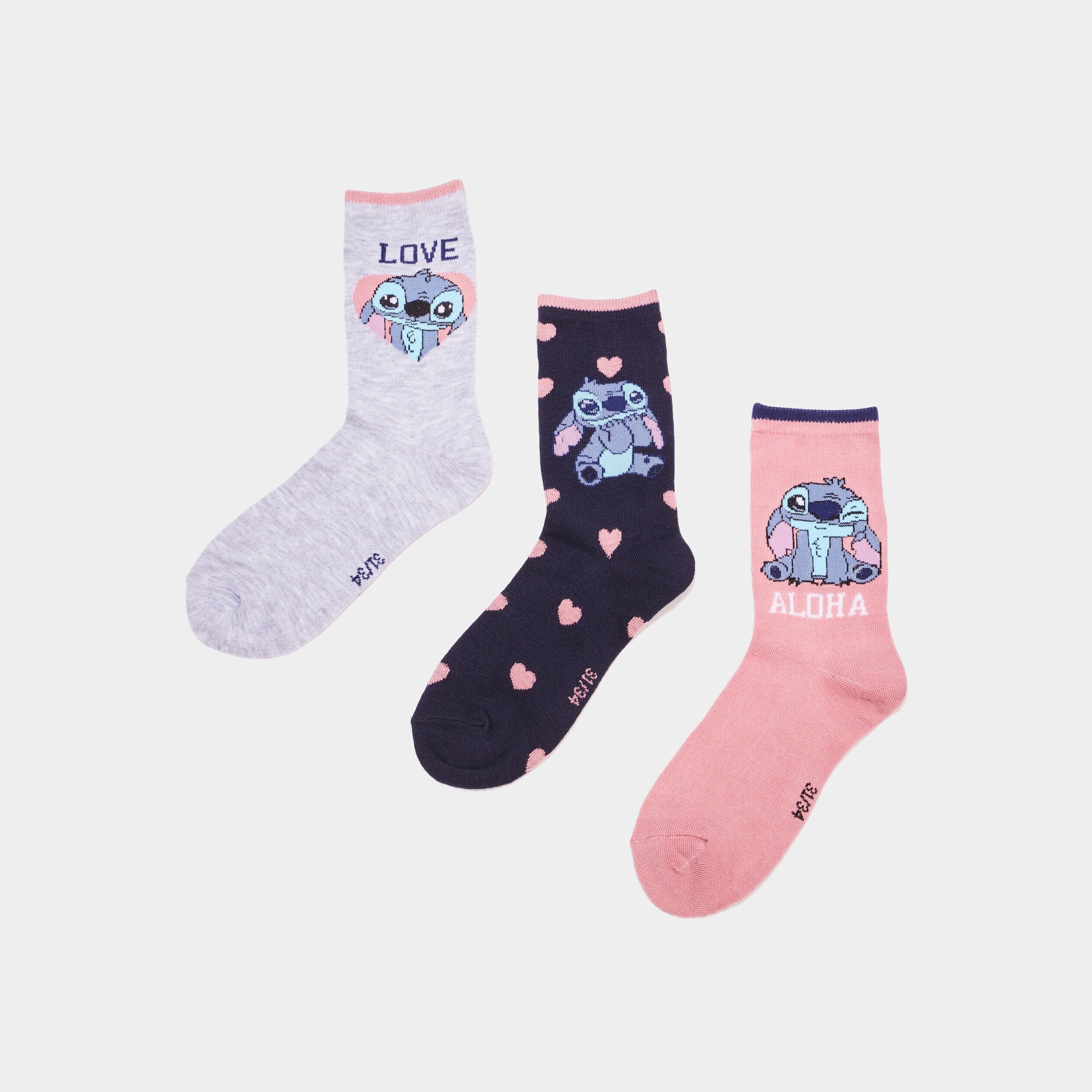 Lot 3 paires chaussettes Stitch parme fille