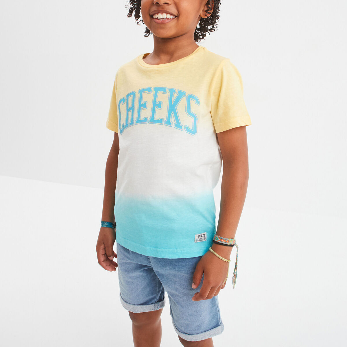 T-shirt col rond manches courtes Creeks jaune citron garçon