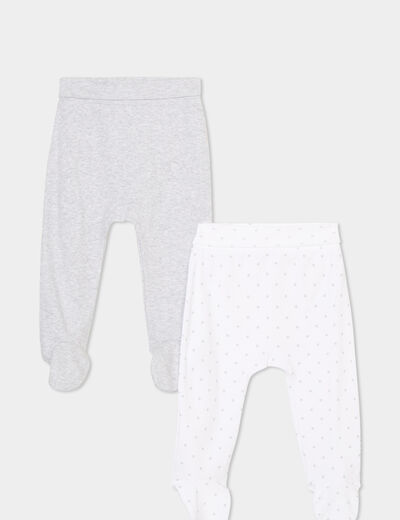 Lot 2 pantalons naissance coton blanc bébé garçon