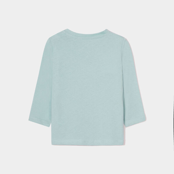 T-shirt boutonné manches longues coton vert clair bébé garçon