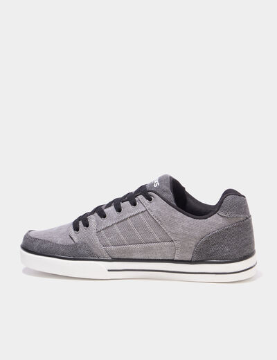 Tennis basses en toile &agrave; lacets gris clair homme