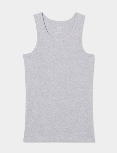 D&eacute;bardeur droit coton bretelles larges gris homme
