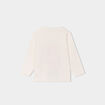 Pull manches longues bord festonné coton creme bébé fille