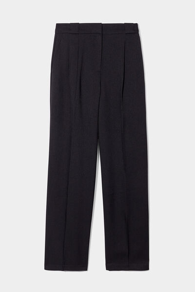 Pantalon cigarette avec pinces noir femme
