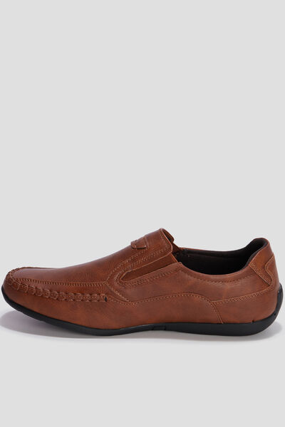 Mocassins confort &agrave; bout carr&eacute; marron homme