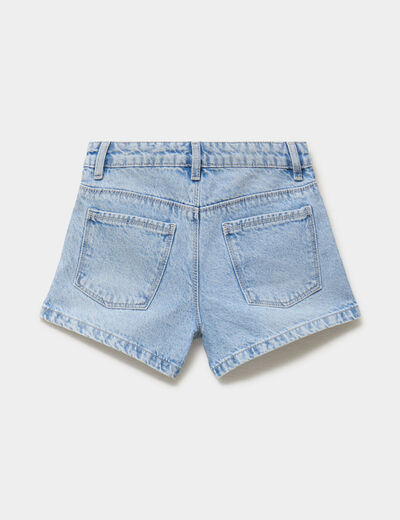 Short en jean taille ajustable coton denim bleach fille
